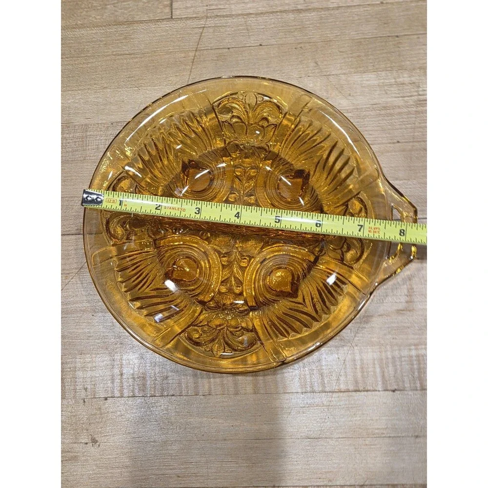 Vintage Indiana Glass Killarney Amber Divided Relish Dish 8.5